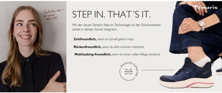 Tamaris Sneakers met sleehak vrijetijdsschoen instapschoen uit de step in-lijn