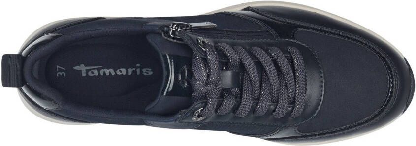 Tamaris Sneakers met sleehak vrijetijdsschoen lage schoen veterschoen met buitenrits