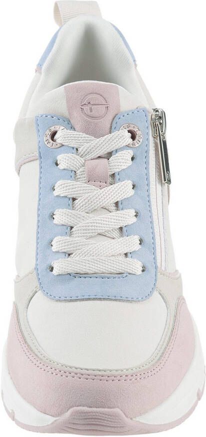 Tamaris Sneakers met sleehak vrijetijdsschoen lage schoen veterschoen met buitenrits