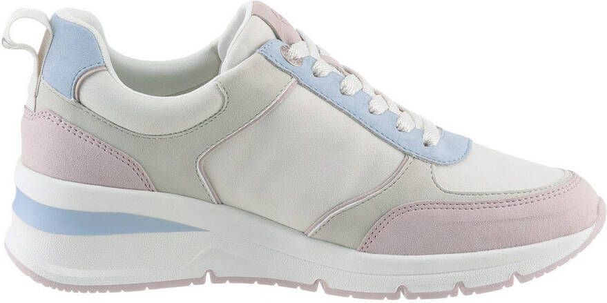 Tamaris Sneakers met sleehak vrijetijdsschoen lage schoen veterschoen met buitenrits