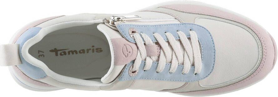 Tamaris Sneakers met sleehak vrijetijdsschoen lage schoen veterschoen met buitenrits