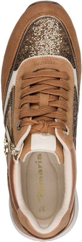 Tamaris Sneakers met sleehak vrijetijdsschoen lage schoen veterschoen met contrastafwerkingen