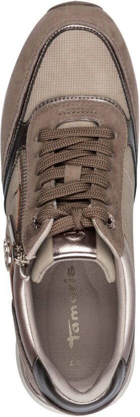 Tamaris Sneakers met sleehak vrijetijdsschoen lage schoen veterschoen met contrastafwerkingen