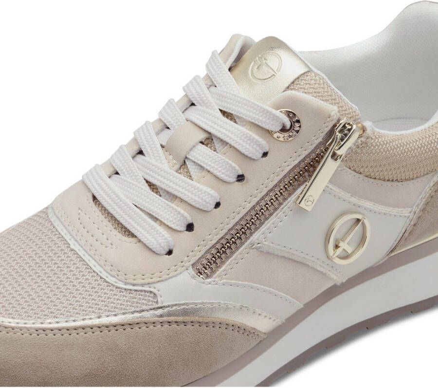 Tamaris Sneakers met sleehak vrijetijdsschoen lage schoen veterschoen met contrastafwerkingen