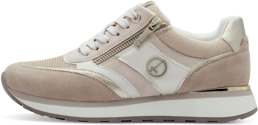 Tamaris Sneakers met sleehak vrijetijdsschoen lage schoen veterschoen met contrastafwerkingen