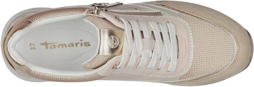Tamaris Sneakers met sleehak vrijetijdsschoen lage schoen veterschoen met contrastafwerkingen