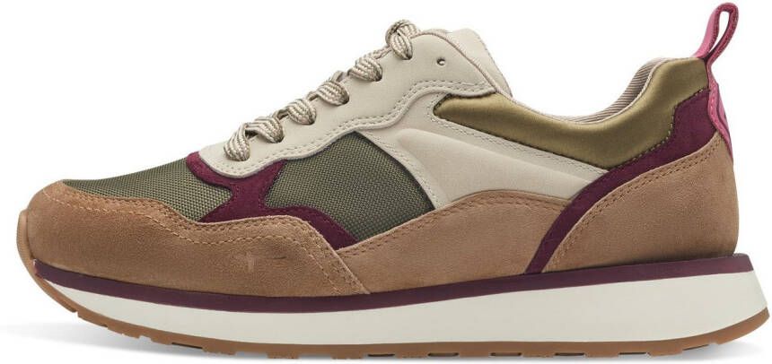 Tamaris Sneakers met sleehak vrijetijdsschoen lage schoen veterschoen met contrastafwerkingen