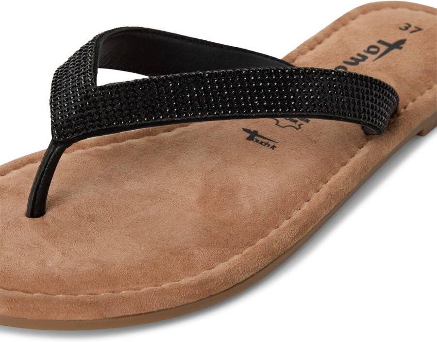 Tamaris Teenslippers zomerschoen dianette bezet met fonkelende strasssteentjes