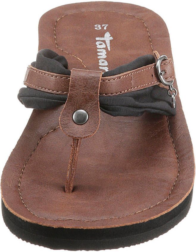 Tamaris Teenslippers Avril zomerschoenen flats slippers met t-logo hanger
