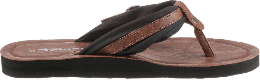 Tamaris Teenslippers Avril zomerschoenen flats slippers met t-logo hanger