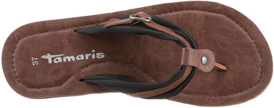 Tamaris Teenslippers Avril zomerschoenen flats slippers met t-logo hanger