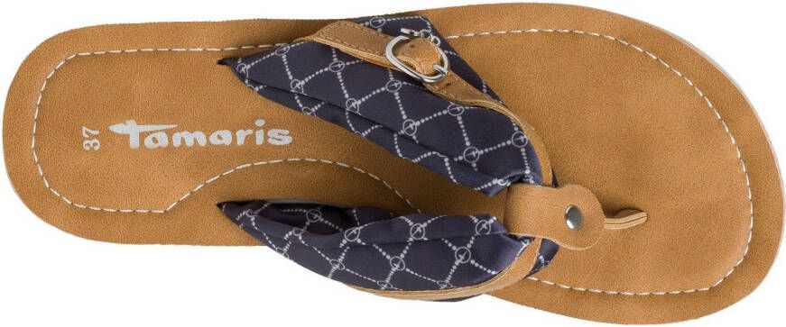 Tamaris Teenslippers Avril zomerschoenen flats slippers met t-logo hanger