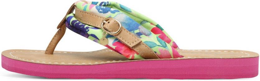 Tamaris Teenslippers Avril zomerschoenen flats slippers met t-logo hanger