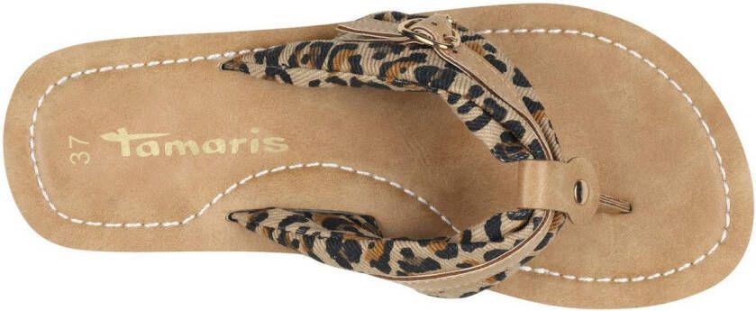 Tamaris Teenslippers Avril zomerschoenen flats slippers met t-logo hanger