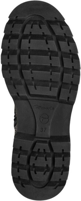 Tamaris Veterlaarsjes blokhak veterschoenen met trendy print