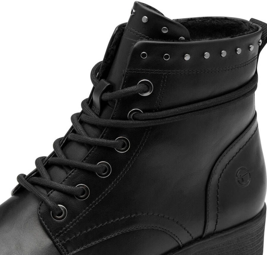 Tamaris Veterlaarsjes blokhak veterboots bezet met studs op de schachtrand - Foto 2
