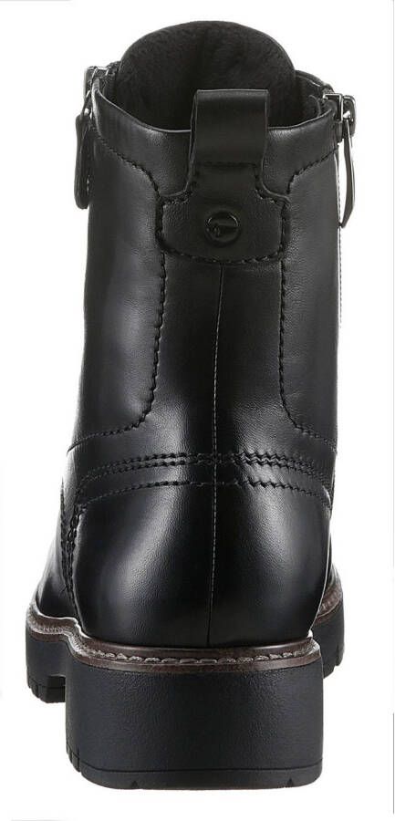 Tamaris Veterschoenen blokhak veterschoen combat-boots met contrast-raamnaad