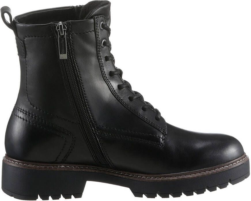Tamaris Veterschoenen blokhak veterschoen combat-boots met contrast-raamnaad
