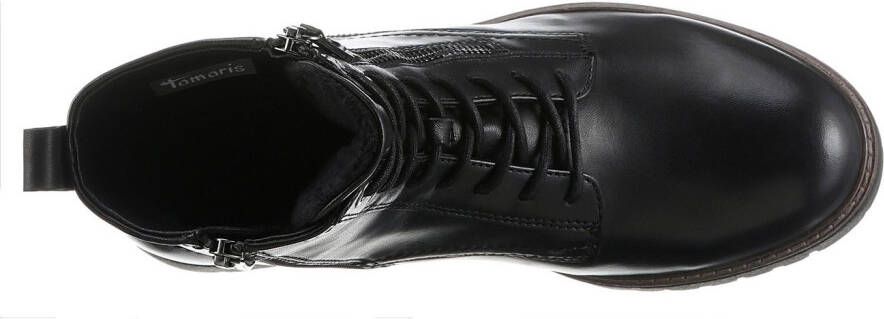 Tamaris Veterschoenen blokhak veterschoen combat-boots met contrast-raamnaad