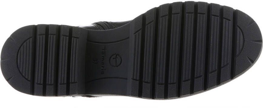 Tamaris Veterschoenen blokhak veterschoen combat-boots met contrast-raamnaad