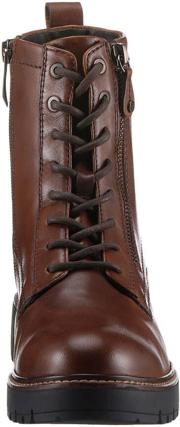 Tamaris Veterschoenen blokhak veterschoen combat-boots met contrast-raamnaad