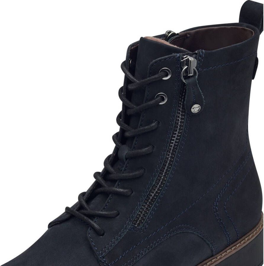 Tamaris Veterschoenen blokhak veterschoen enkellaars met decoratieve rits aan de buitenkant