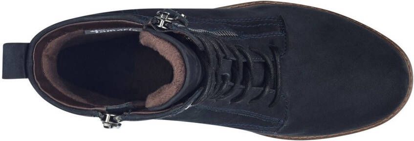 Tamaris Veterschoenen blokhak veterschoen enkellaars met decoratieve rits aan de buitenkant