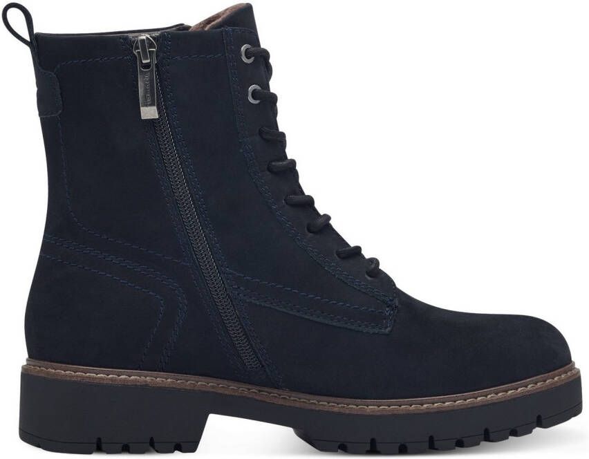 Tamaris Veterschoenen blokhak veterschoen enkellaars met decoratieve rits aan de buitenkant
