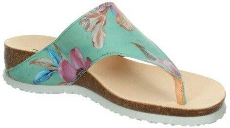 Think! Teenslippers Julia tricothak zomerschoen pantoffels met een licht glanzende look