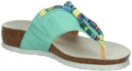 Think! Teenslippers Julia sleehak zomerschoen pantoffels met kleurrijke decoratieve elementen