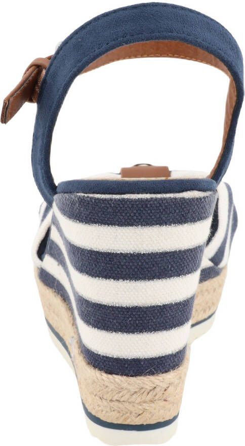 Tom Tailor Highheel sandaaltjes Valeria zomerschoen sandaal wig hak in streep-look