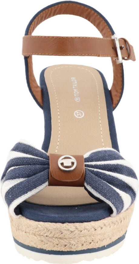 Tom Tailor Highheel sandaaltjes Valeria zomerschoen sandaal wig hak in streep-look