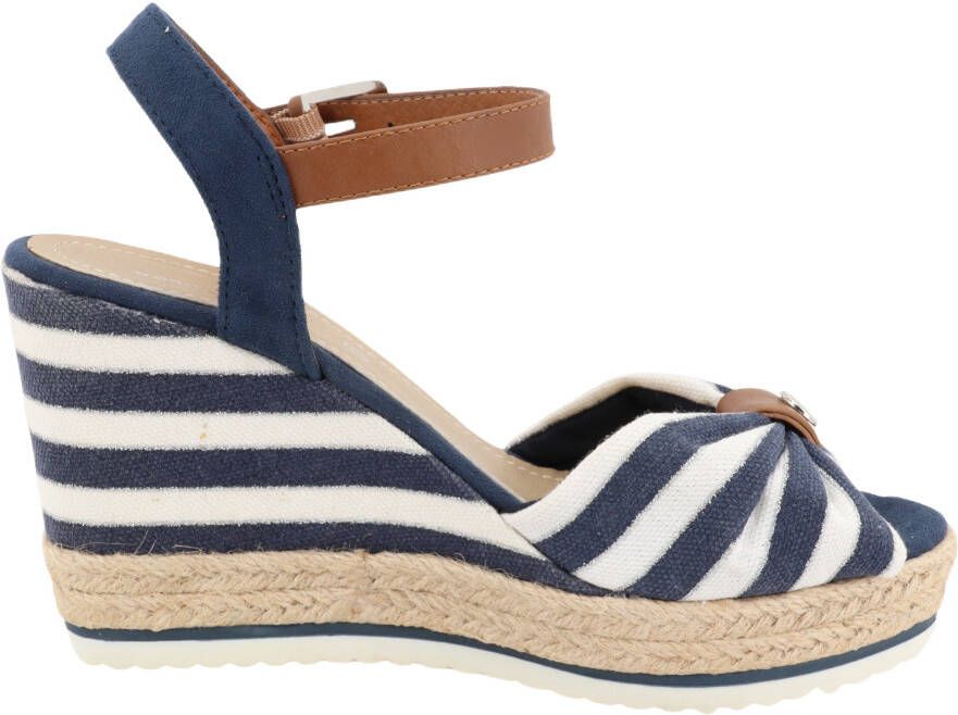 Tom Tailor Highheel sandaaltjes Valeria zomerschoen sandaal wig hak in streep-look