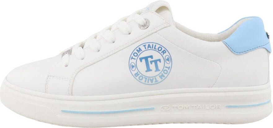 Tom Tailor Plateausneakers lage schoen vrijetijdsschoen veterschoen contrastafwerking op de hiel