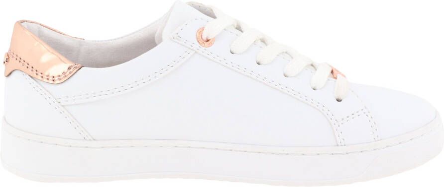 Tom Tailor Plateausneakers Contrastafwerking in metalliclook vrijetijdsschoen lage schoen veterschoen