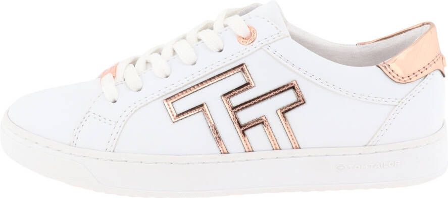 Tom Tailor Plateausneakers Contrastafwerking in metalliclook vrijetijdsschoen lage schoen veterschoen
