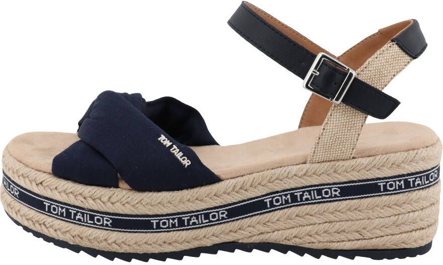 Tom Tailor Sleehaksandaaltjes Mimi zomerschoen sandaal keilhak met klittenbandsluiting
