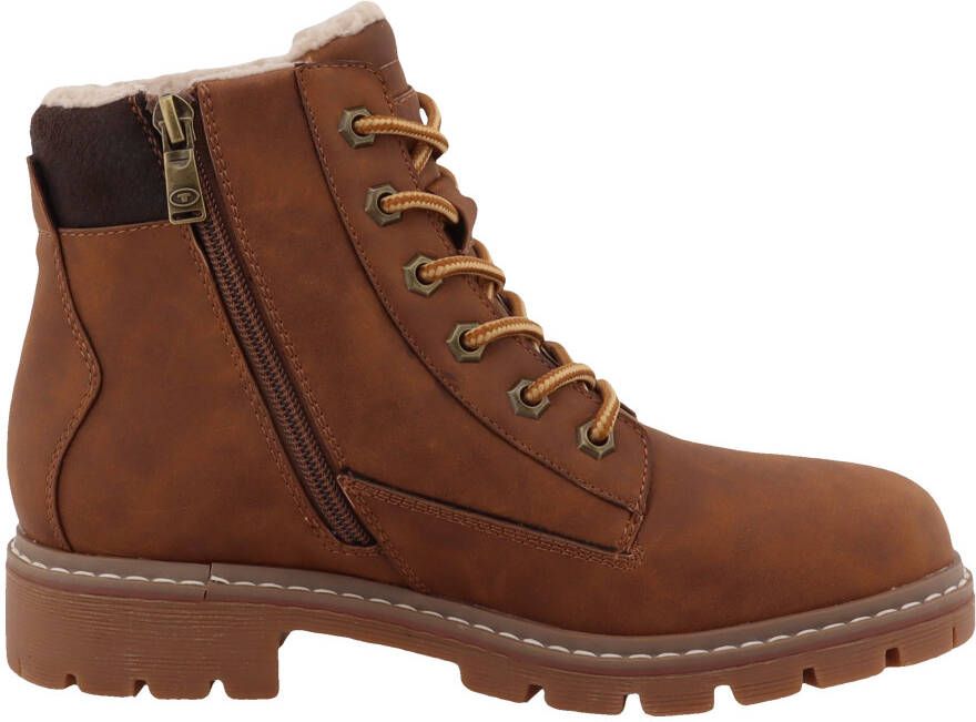 Tom Tailor Winterlaarzen hakken winter-enkellaars veterschoenen met logo-decoratie