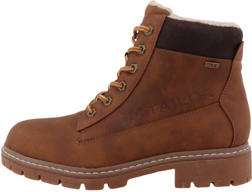 Tom Tailor Winterlaarzen hakken winter-enkellaars veterschoenen met logo-decoratie