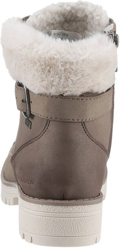 Tom Tailor Winterlaarzen blokhak veterschoenen winterlaarsjes modieuze decoratieve gesp