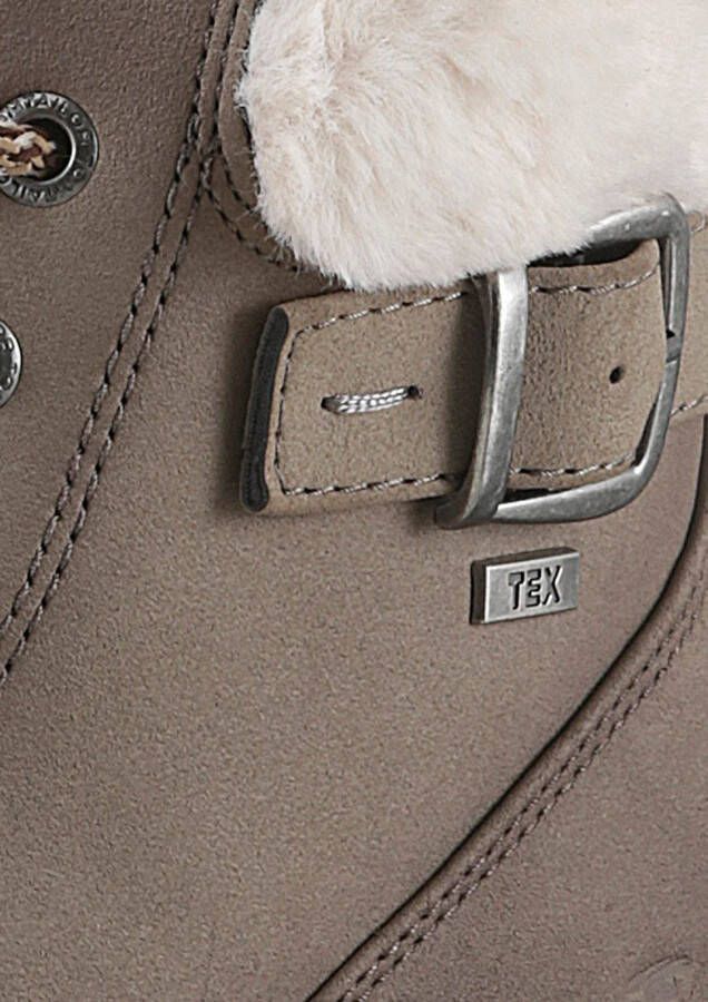 Tom Tailor Winterlaarzen blokhak veterschoenen winterlaarsjes modieuze decoratieve gesp