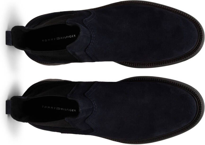 Tommy Hilfiger Chelsea-boots HILFIGER COMFORT LWT SUEDE CHEL blokhak businessmode enkellaarsjes laarzen met stretch inzet