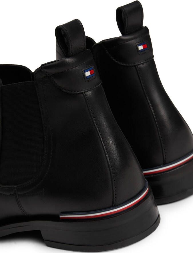 Tommy Hilfiger Chelsea-boots CORE RWB HILFIGER LTH CHELSEA hakken enkellaars zakelijke schoen met strepen op de hiel