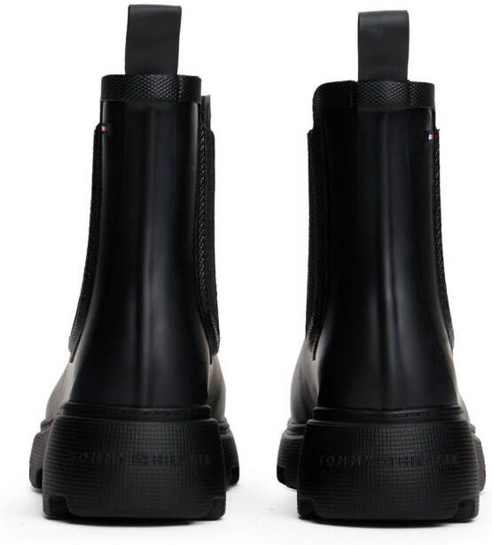 Tommy Hilfiger Chelsea-boots FLAG ANKLE RAINBOOT WARM LINING blokhak regenlaarzen enkellaarsjes met vlaggenborduurwerk