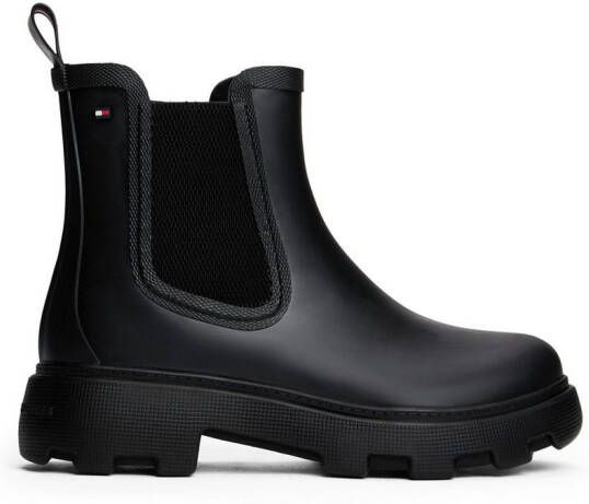 Tommy Hilfiger Chelsea-boots FLAG ANKLE RAINBOOT WARM LINING blokhak regenlaarzen enkellaarsjes met vlaggenborduurwerk