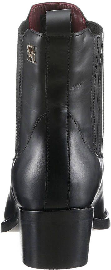 Tommy Hilfiger Cowboylaarsjes TH LEATHER COWBOY BOOT blokhak cowboyboots western enkellaars in spitse vorm
