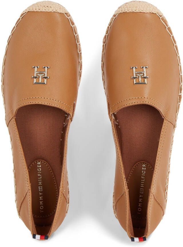 Tommy Hilfiger Espadrilles TH LEATHER FLAT ESPADRILLE Zomerschuh strand schoen loafer slipper met TH-logo