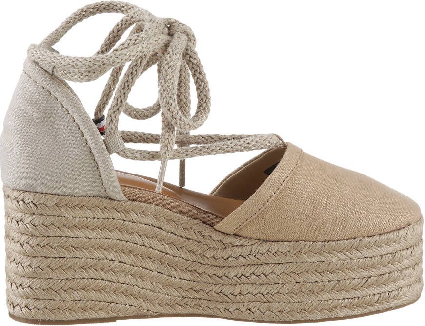 Tommy Hilfiger Espadrilles CLOSED TOE LINEN FLATFORM zomerschoen wig hak met mooie enkelveters