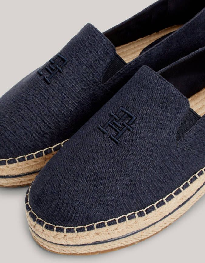 Tommy Hilfiger Espadrilles TH EMBROIDERED CANVAS FLATFORM zomerschoen instapschoen slipper met jute-beklede plateau