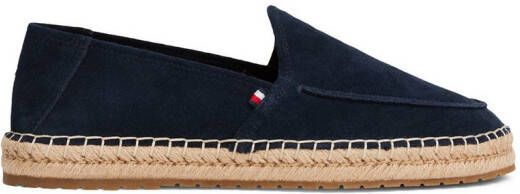 Tommy Hilfiger Espadrilles HILFIGER FLEX ESPA SUEDE LOAFER zomerschoen instapschoen slippers met bamboe-bekleding op de plateau
